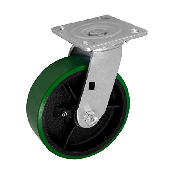 Medium Duty 4"X 2" Green Polyurethane ON Iron Wheel, Swivel Caster